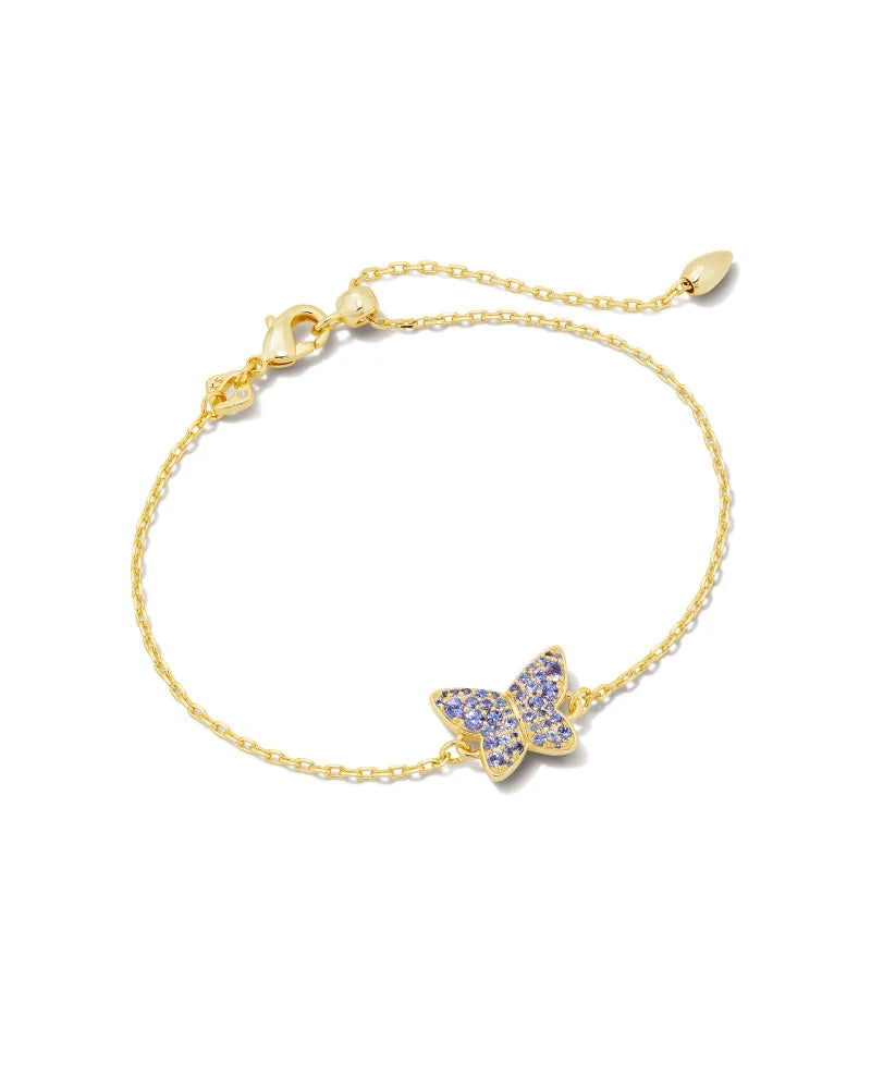 Kendra Scott Lillia Crystal Delicate Chain Bracelet Gold Violet Crystal-Bracelets-Kendra Scott-B1459GLD-The Twisted Chandelier