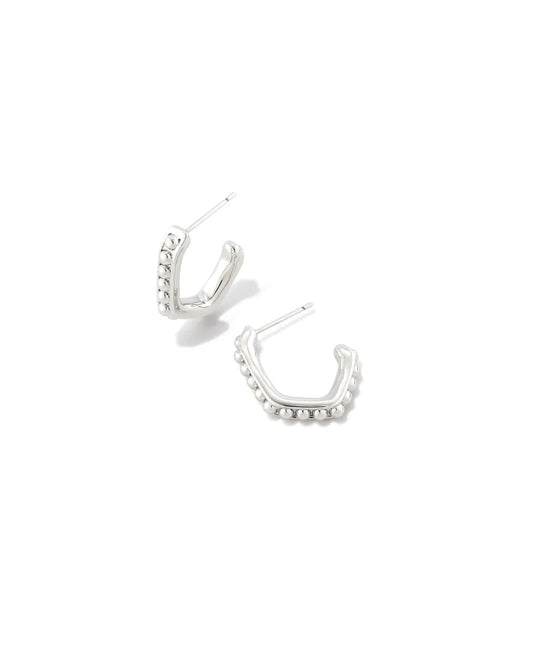 Kendra Scott Lonnie Beaded Huggie Earrings Rhodium Metal-Earrings-Kendra Scott-E2064RHD, Max Retail-The Twisted Chandelier