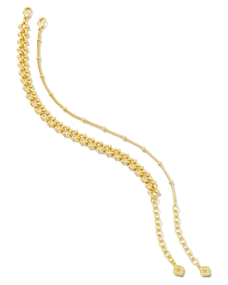 Kendra Scott Lonnie Set of 2 Chains Bracelets Gold Metal-Bracelets-Kendra Scott-B1499GLD-The Twisted Chandelier