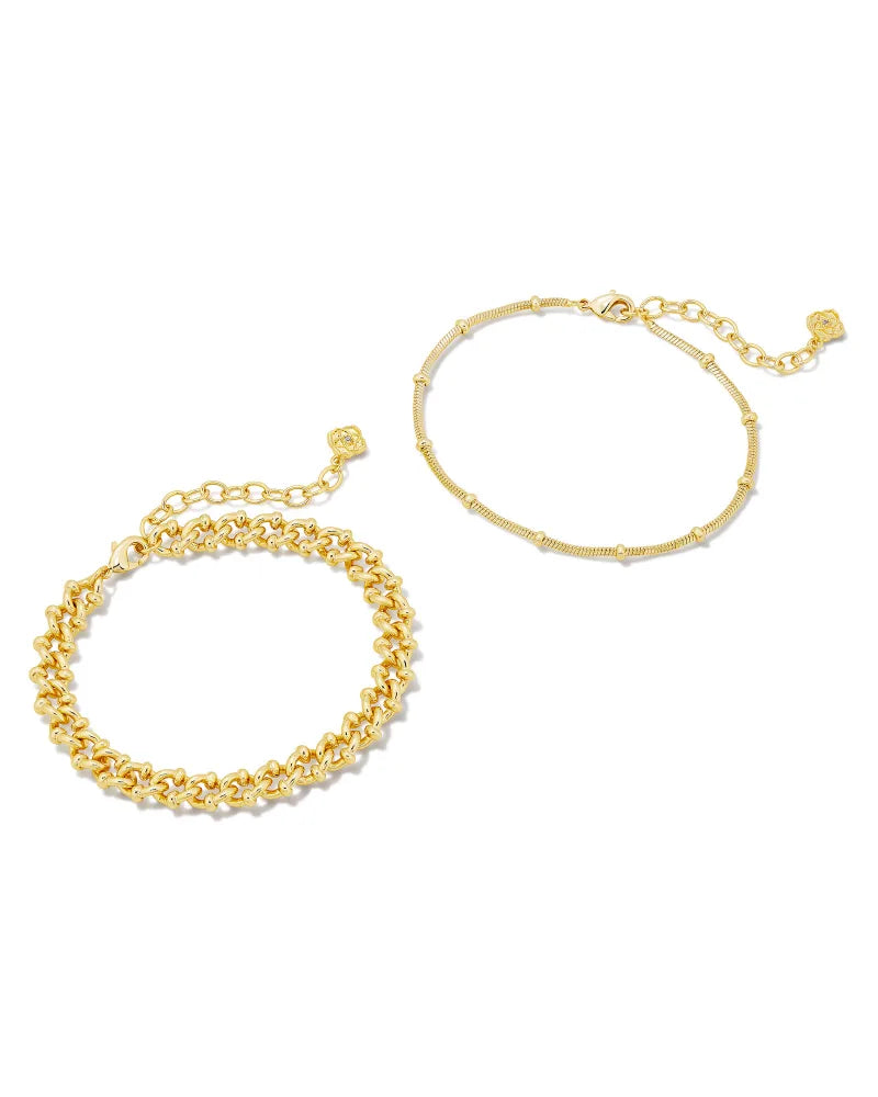 Kendra Scott Lonnie Set of 2 Chains Bracelets Gold Metal-Bracelets-Kendra Scott-B1499GLD-The Twisted Chandelier