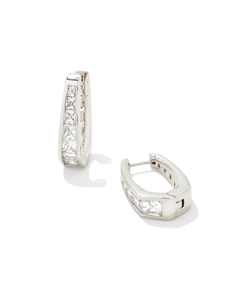 Cailin Gold Crystal Huggie Earrings in White Crystal