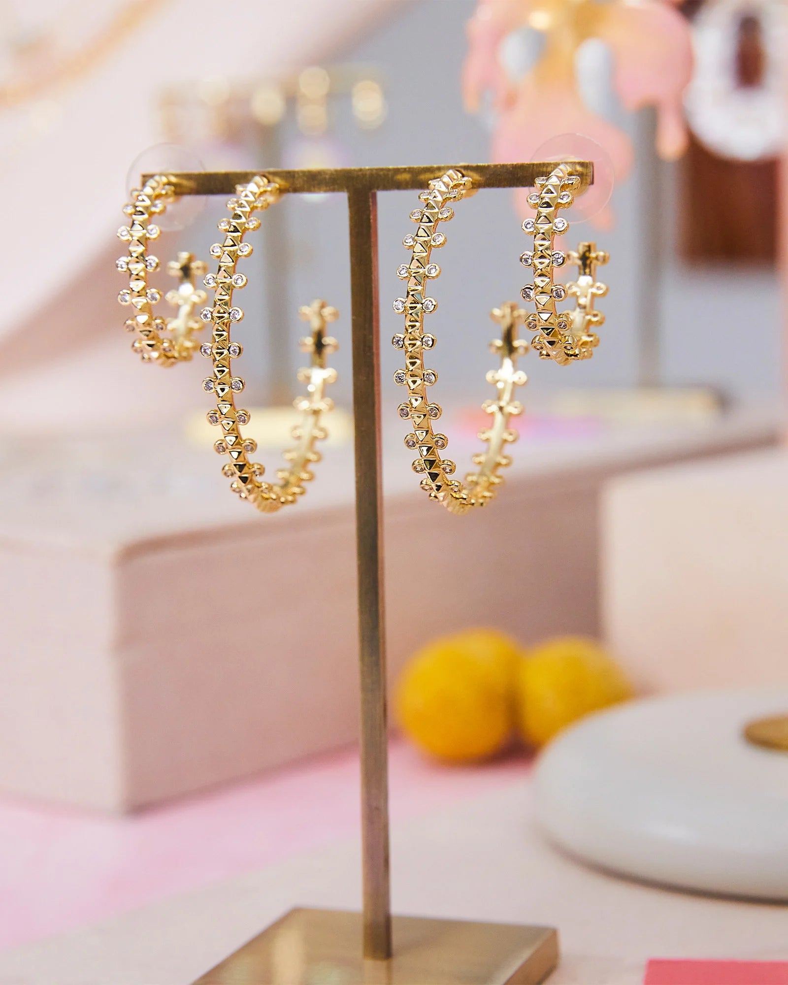 Kendra Scott Jada Hoop Earrings Gold White Crystal-Earrings-Kendra Scott-E00418GLD-The Twisted Chandelier