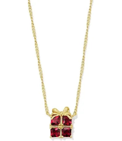 Kendra Scott Present Short Pendant Necklace Gold Red Crystal-Kendra Scott-N01352GLD-The Twisted Chandelier
