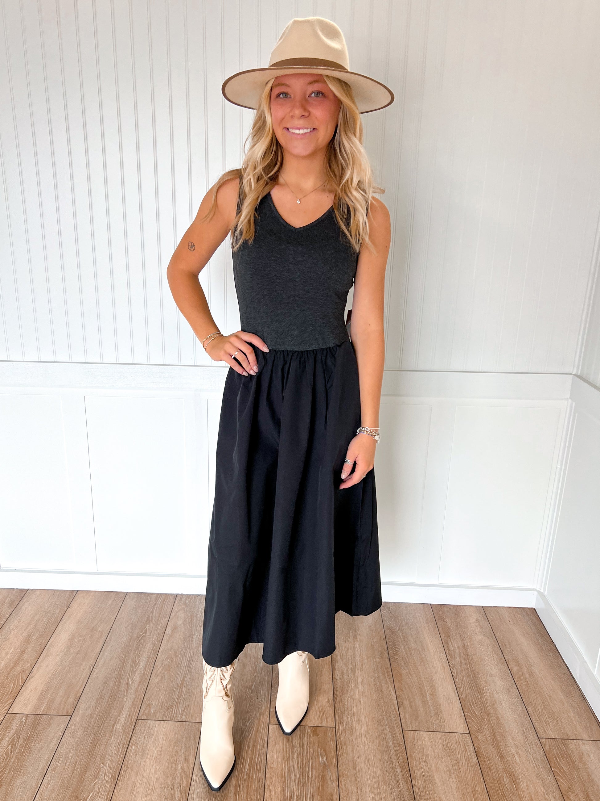 Jaiden Sleeveless Neck Midi Dress-Naked Zebra-DJR-The Twisted Chandelier