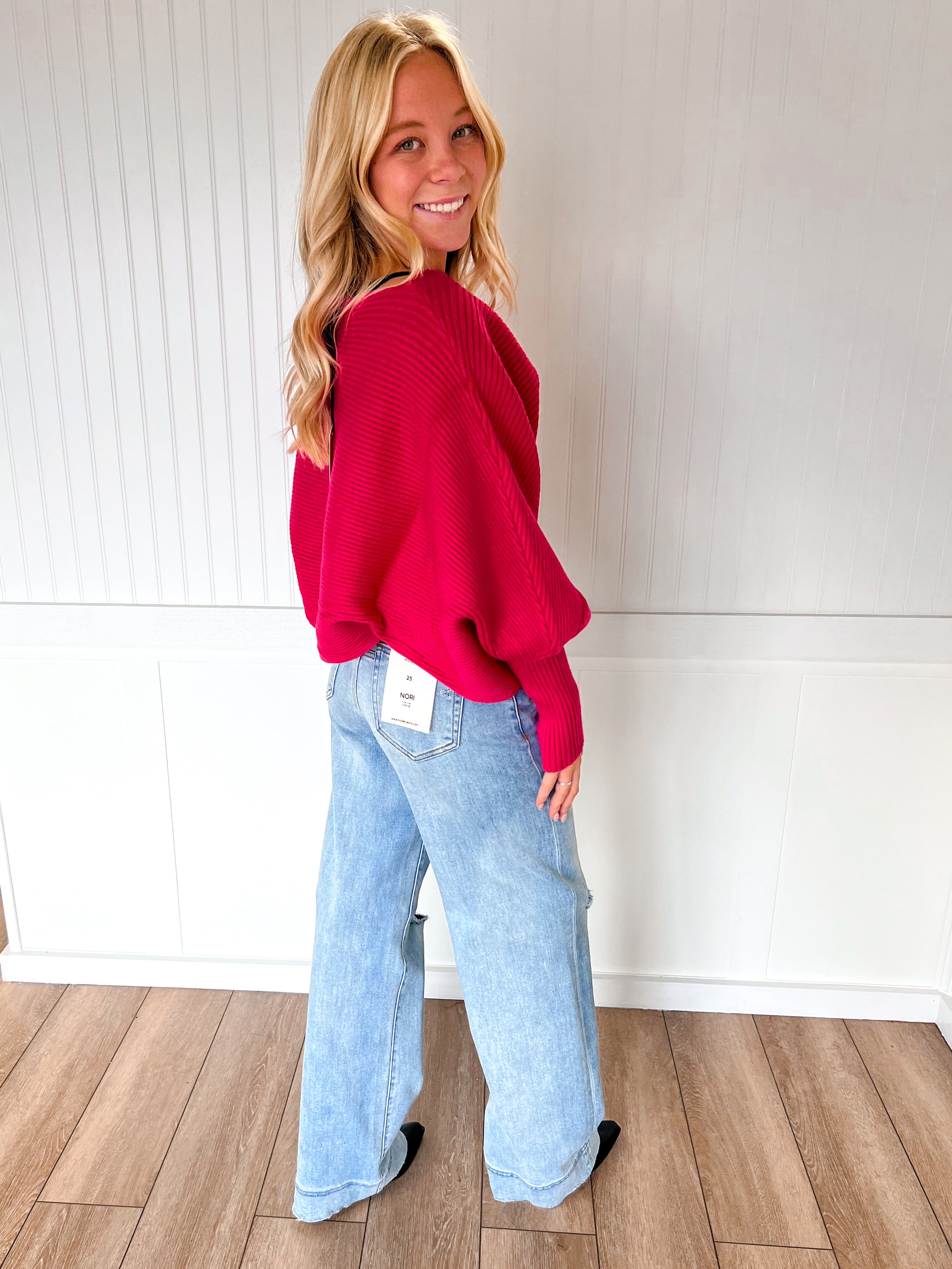 Nori Light Wash Distressed Stretch 33" Inseam Wide Leg Jeans-Hidden Jeans-BIN A 3,Bin b6,bottoms,FD 08/19/25-The Twisted Chandelier