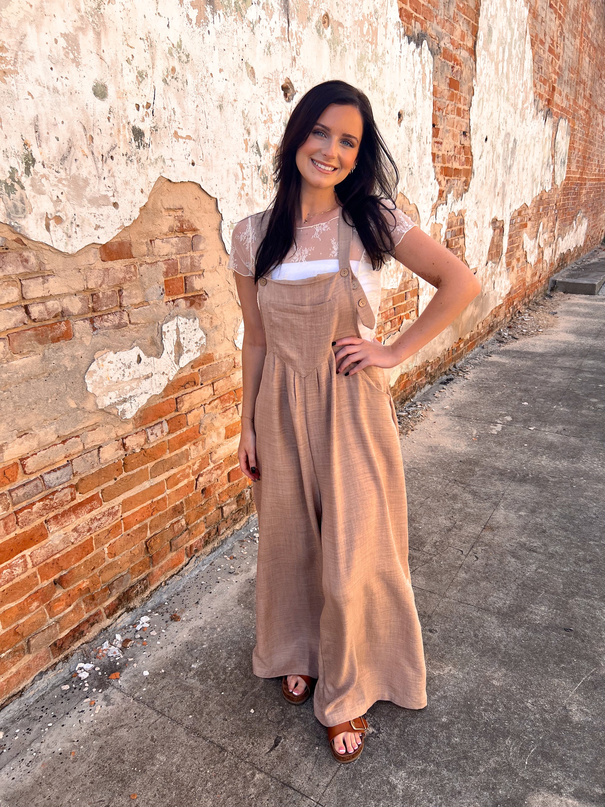Leah Buttoned And Pleated Wide Leg Jumpsuit-Apparel & Accessories-HYFVE-BIN D3,dress,FD 02/18/25,HF25A143-The Twisted Chandelier