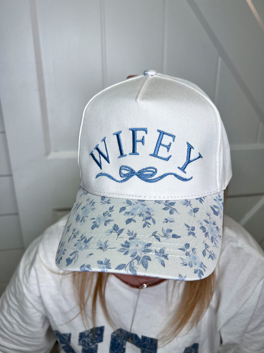 MAMA or WIFEY Foral Embroidered Canvas Hat-Southern N Savvy-The Twisted Chandelier