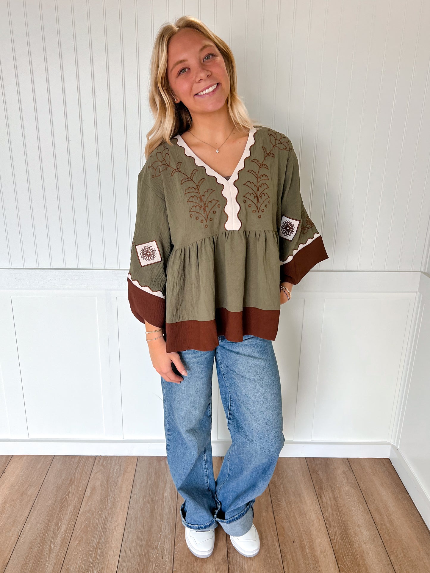 Maren Color Block Airflow Oversized Peasant Blouse-Oddi-Bin B4,FD 10/23/25,Tops Collection-The Twisted Chandelier
