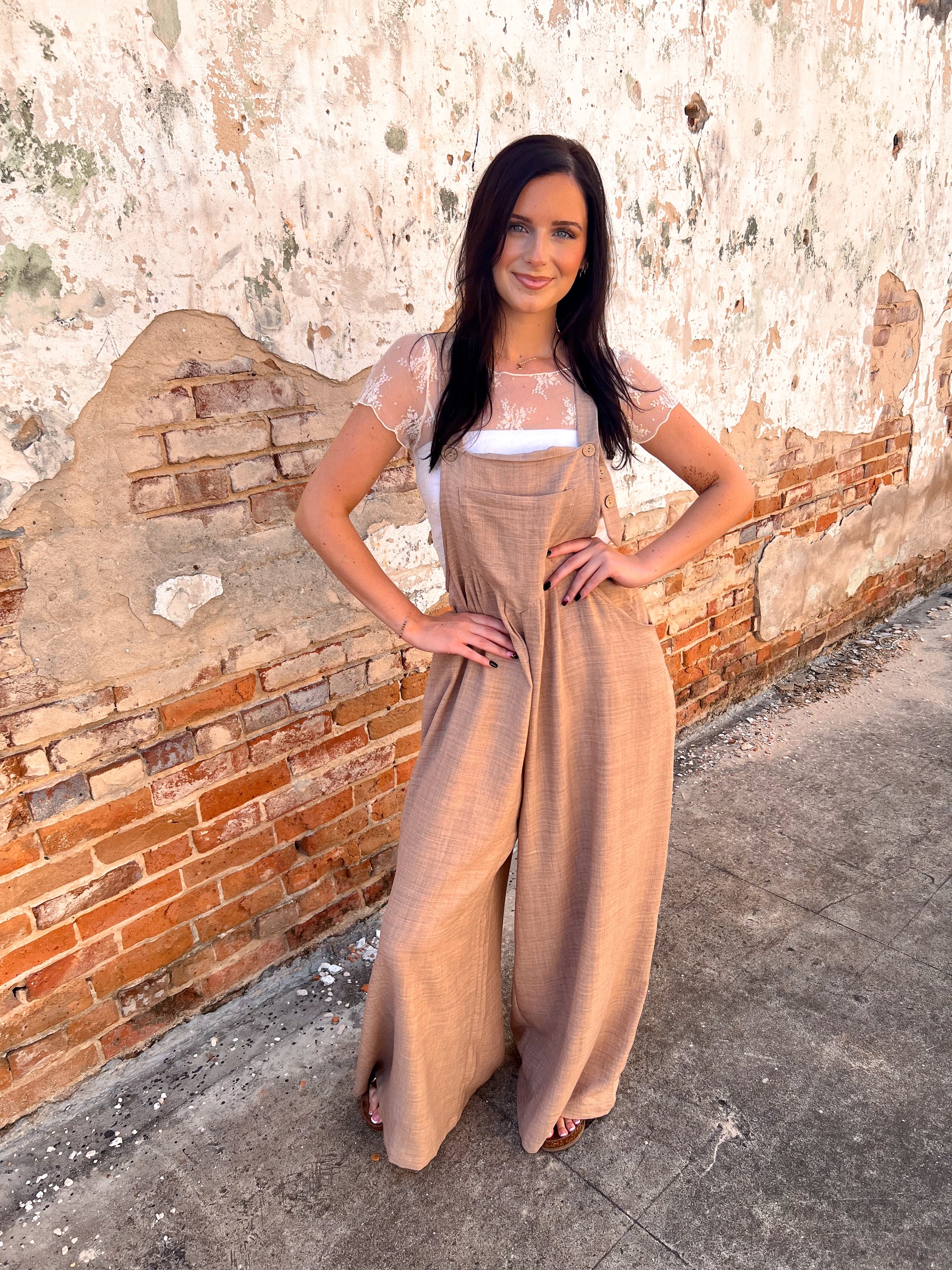 Leah Buttoned And Pleated Wide Leg Jumpsuit-Apparel & Accessories-HYFVE-BIN D3,dress,FD 02/18/25,HF25A143-The Twisted Chandelier