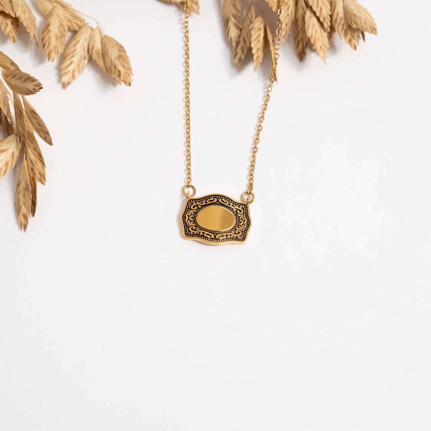 18K Gold PVD Stainless Steel Engravable Belt Buckle Charm-WJW-The Twisted Chandelier