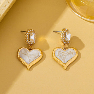 Marbled Enamel Heart Crystal Drop Earrings | 80E62347-JOSSLYN by wall to wall-The Twisted Chandelier