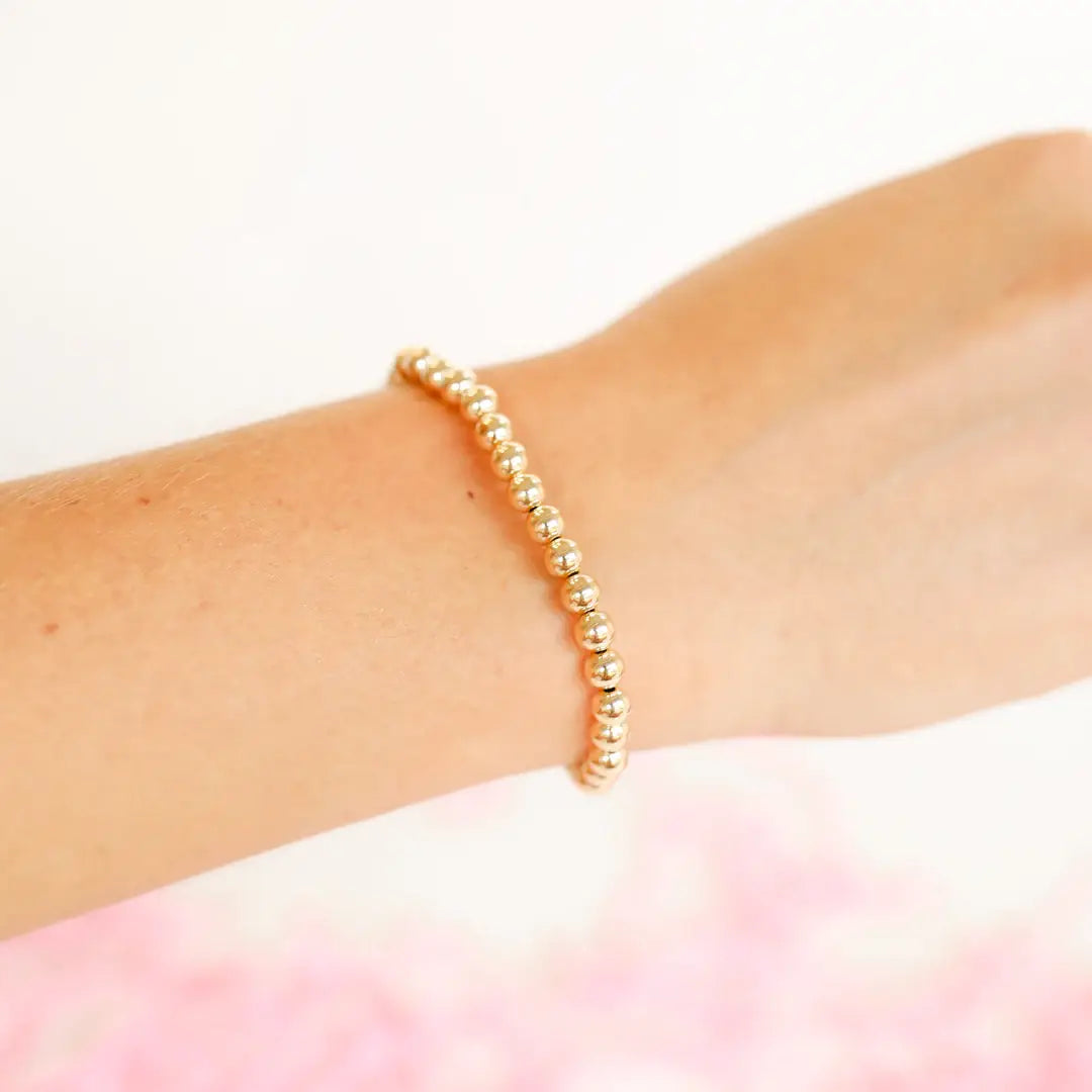 5MM Gold Beaded Bracelet-Beaded Blondes-Standard 6.75 inch-The Twisted Chandelier