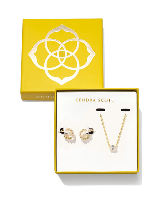 Kendra Scott Cailin Crystal Gift Set Gold White Crystal-Gift Sets-Kendra Scott-G00046GLD-The Twisted Chandelier