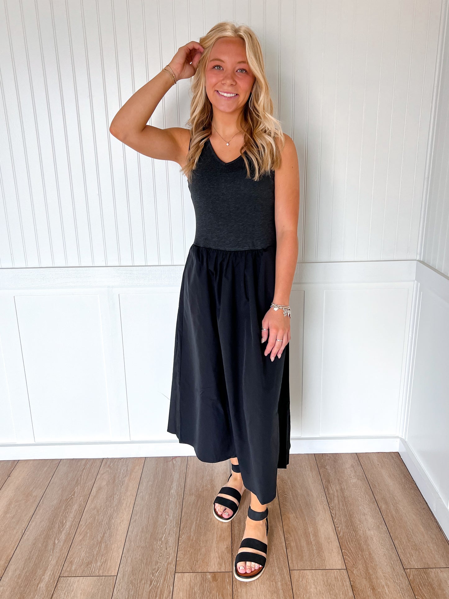 Jaiden Sleeveless Neck Midi Dress-Naked Zebra-DJR-The Twisted Chandelier