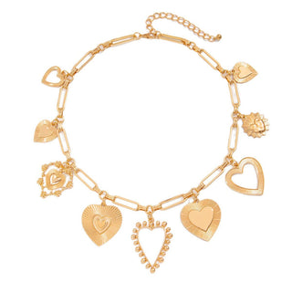 CHARM NECKLACE-MULTI BOLD HEART CHARM NECKLACE | 40NK9583-JOSSLYN by wall to wall-The Twisted Chandelier