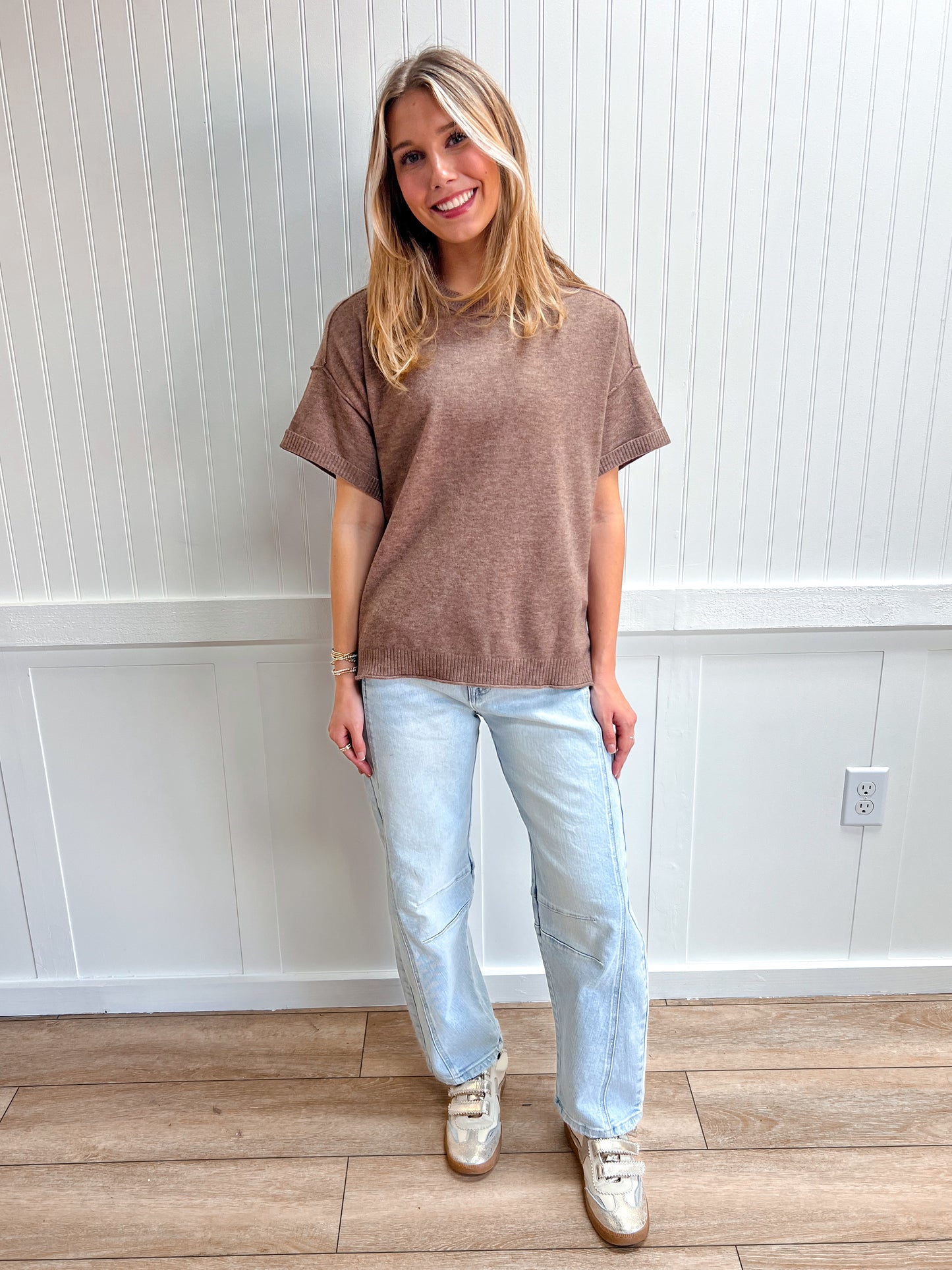 Jules Crew Neck Knit T-Shirt-Bluivy-The Twisted Chandelier