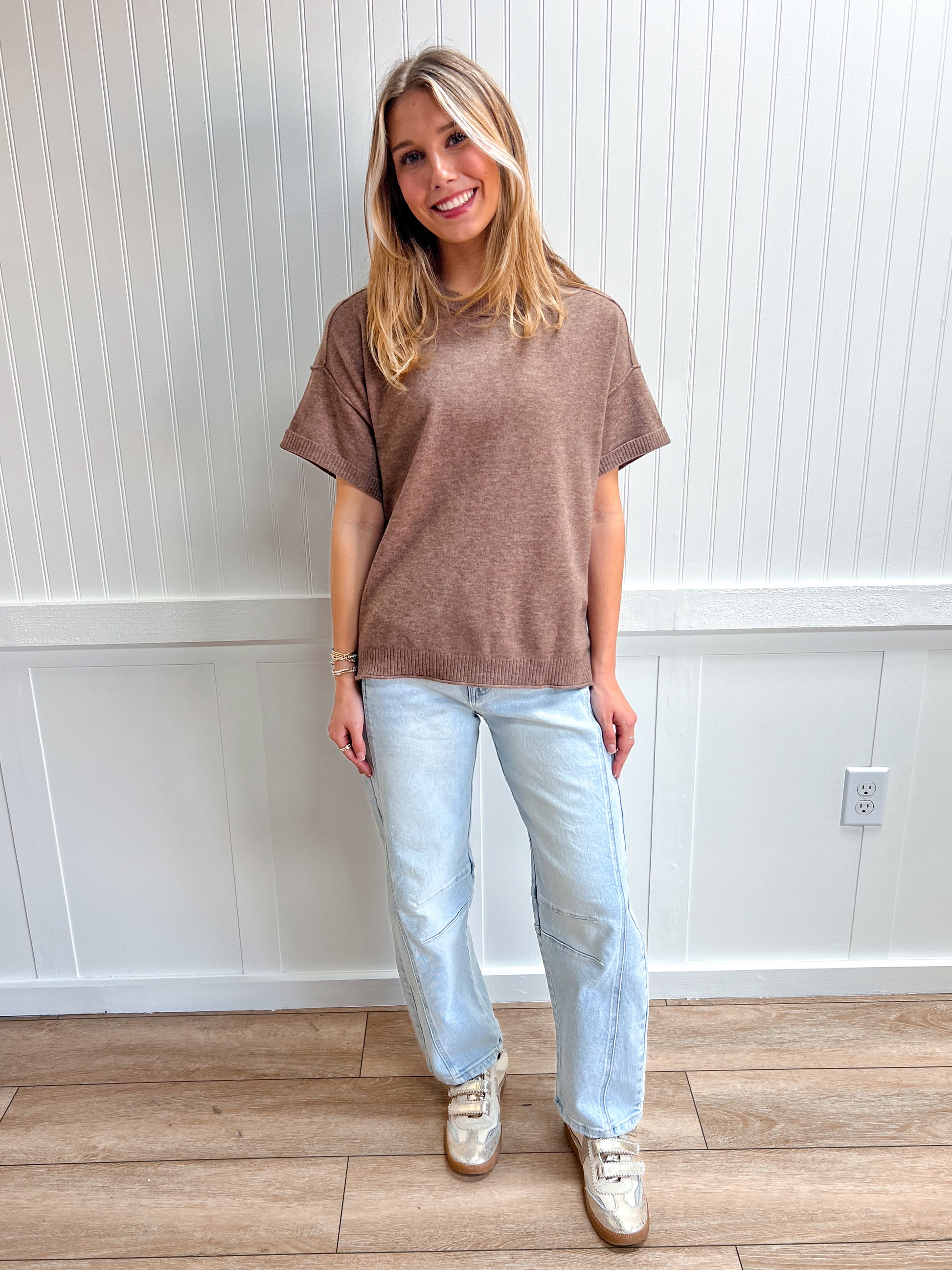 Jules Crew Neck Knit T-Shirt-Bluivy-The Twisted Chandelier