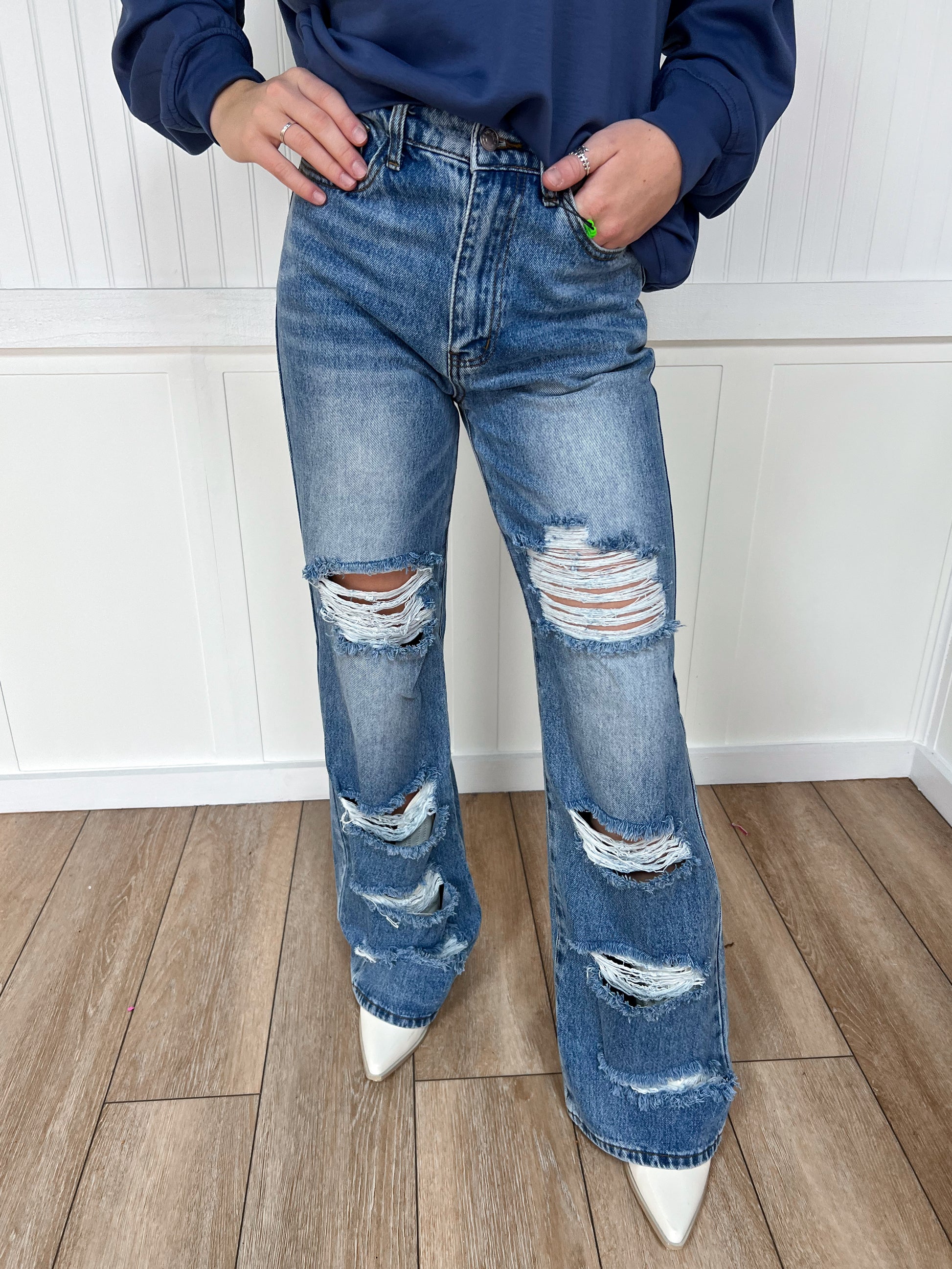 Shay High-Rise Distressed Wide Leg Jeans-Wide Leg Jeans-Vibrant M.i.U-Bin b6,bottoms,FD 02/18/25-The Twisted Chandelier