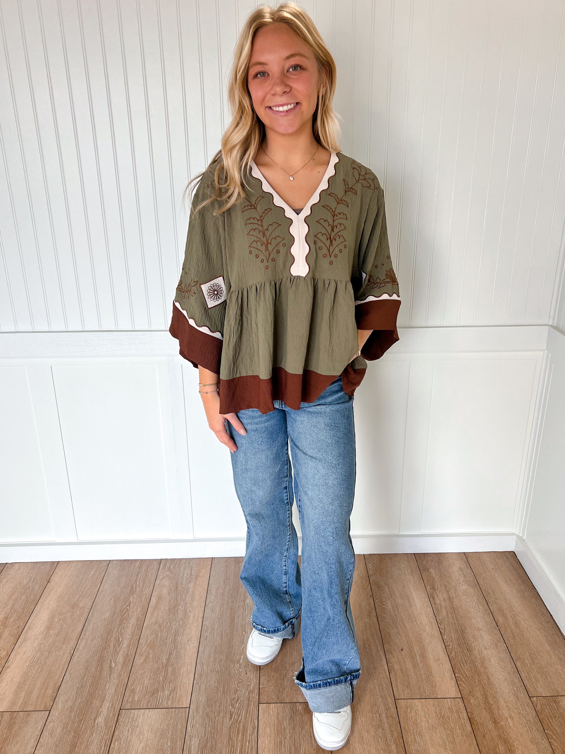 Maren Color Block Airflow Oversized Peasant Blouse-Oddi-Bin B4,FD 10/23/25,Tops Collection-The Twisted Chandelier
