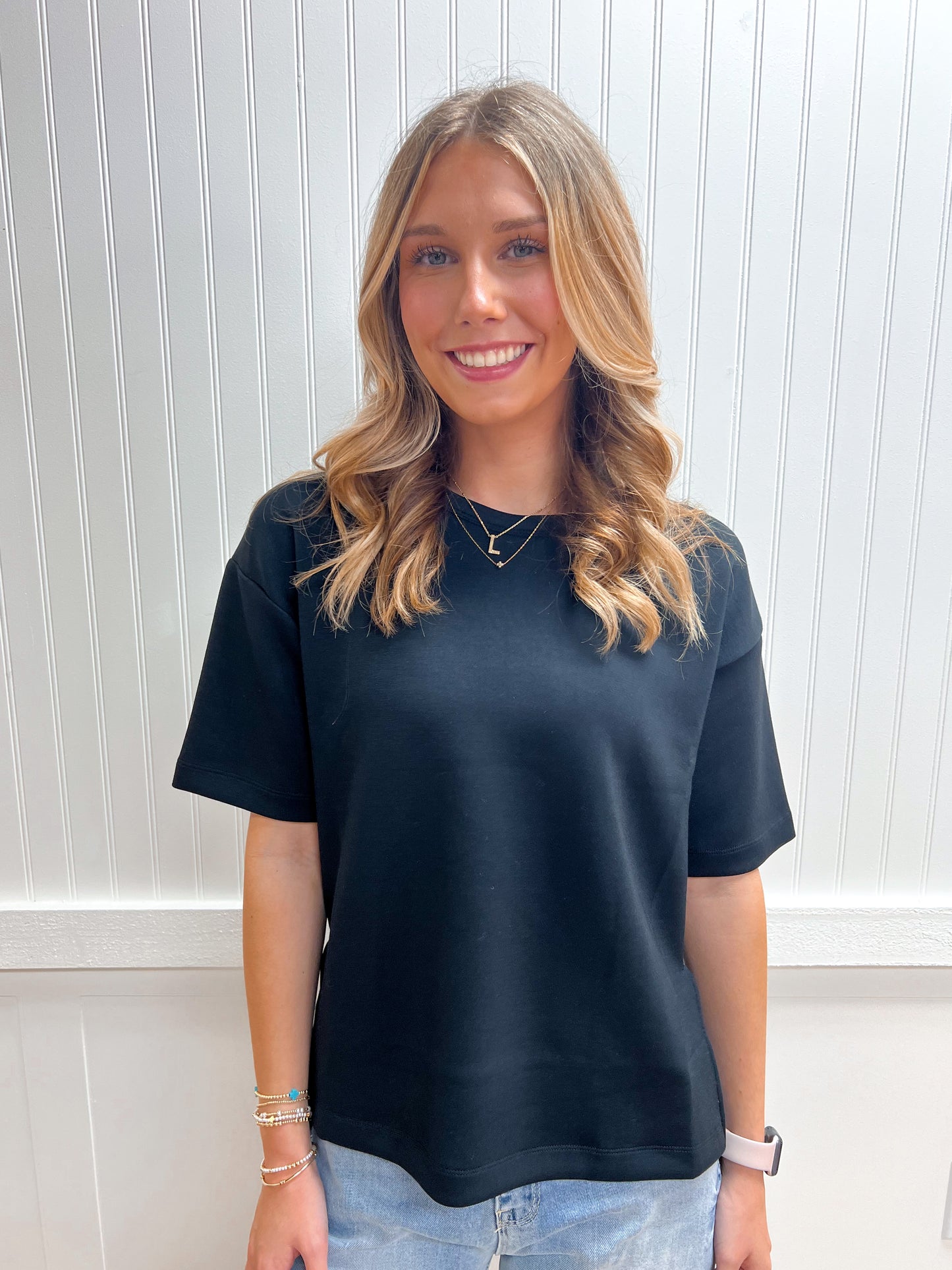 Nora Short Sleeve Round Neck Oversized Soft Modal Scuba Knit Top-Active Basic | Active USA-FD 02/03/26,Tops Collection-The Twisted Chandelier