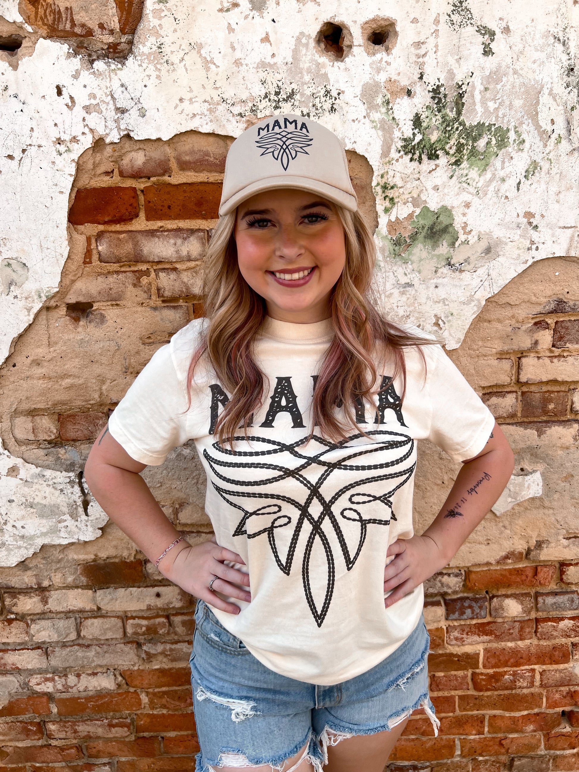 Western Mama Boot Stitch T-Shirt-Apparel & Accessories-Crazy Consuela-FD 05/07/24-The Twisted Chandelier