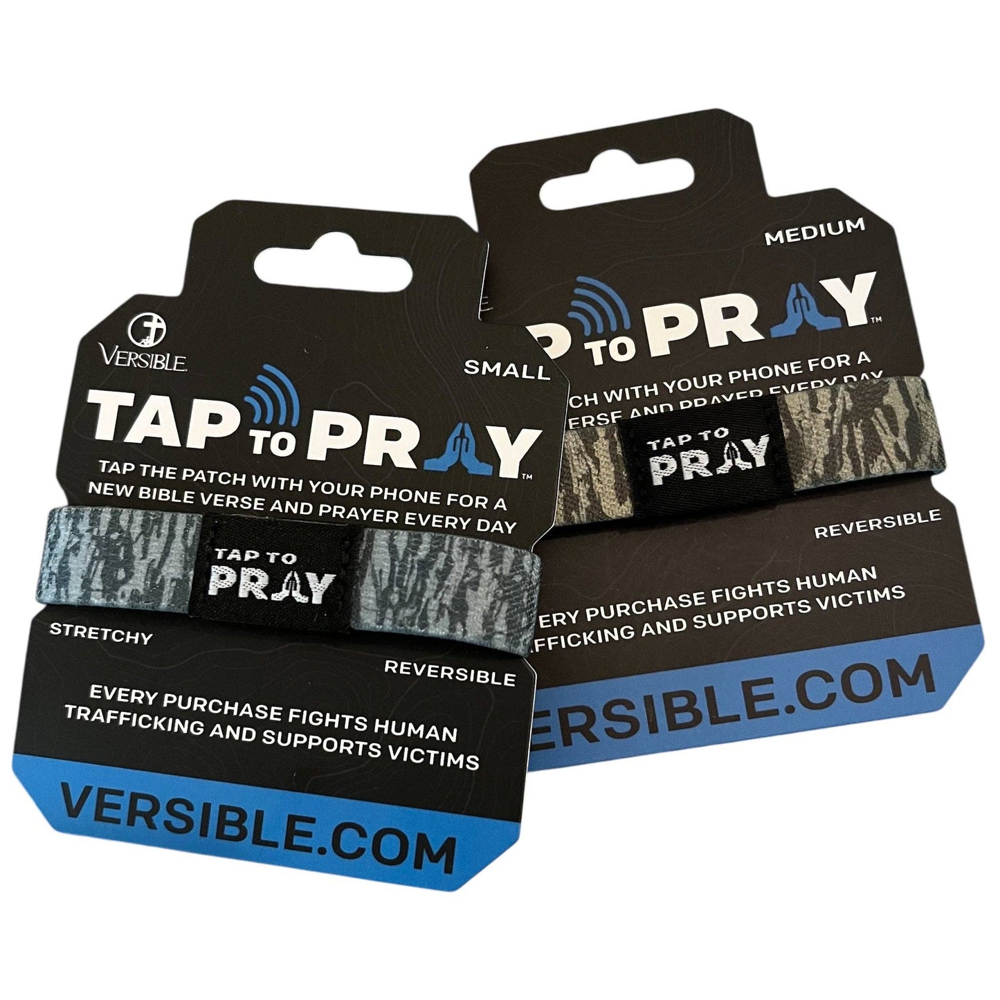 Tap To Pray™ Wristbands - Tree Bark Camo Brown & Grey-Versible-The Twisted Chandelier