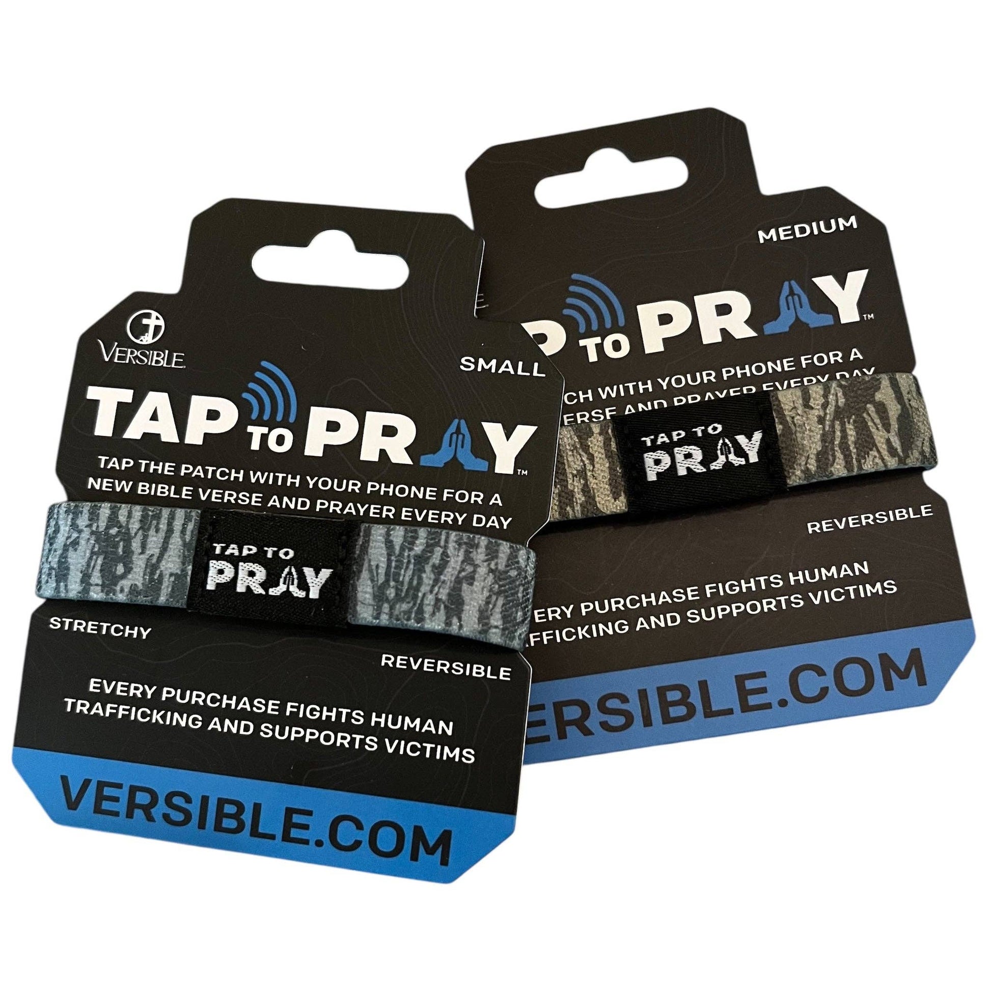Tap To Pray™ Wristbands - Tree Bark Camo Brown & Grey-Versible-The Twisted Chandelier