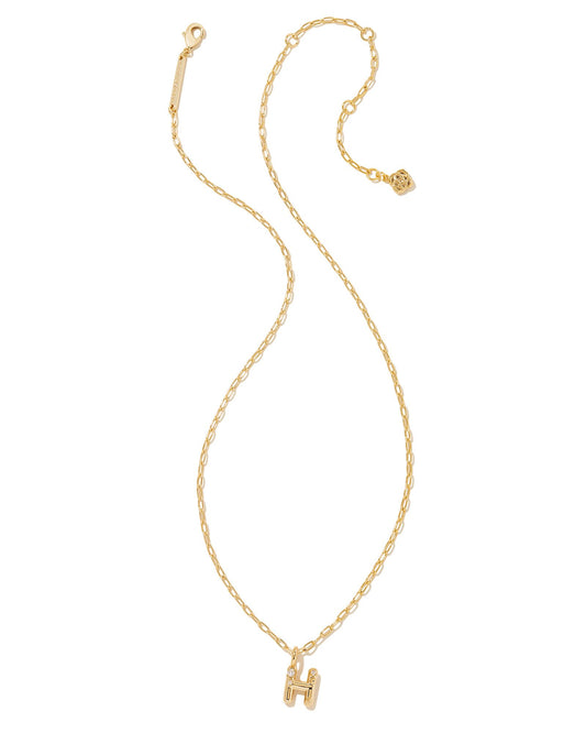 Kendra Scott Crystal Letter H Short Pendant Necklace Gold White-Necklaces-Kendra Scott-N00190GLD-The Twisted Chandelier