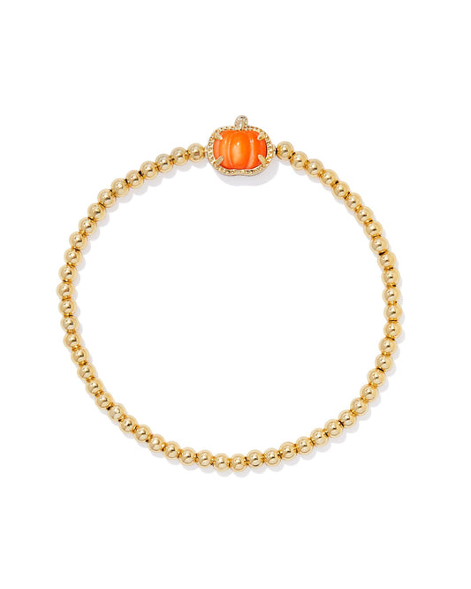 Kendra Scott Pumpkin Stretch Bracelet Gold Orange Mother of Pearl-Bracelets-Kendra Scott-B00225GLD, CR 09/05/24, FD 09/10/24-The Twisted Chandelier