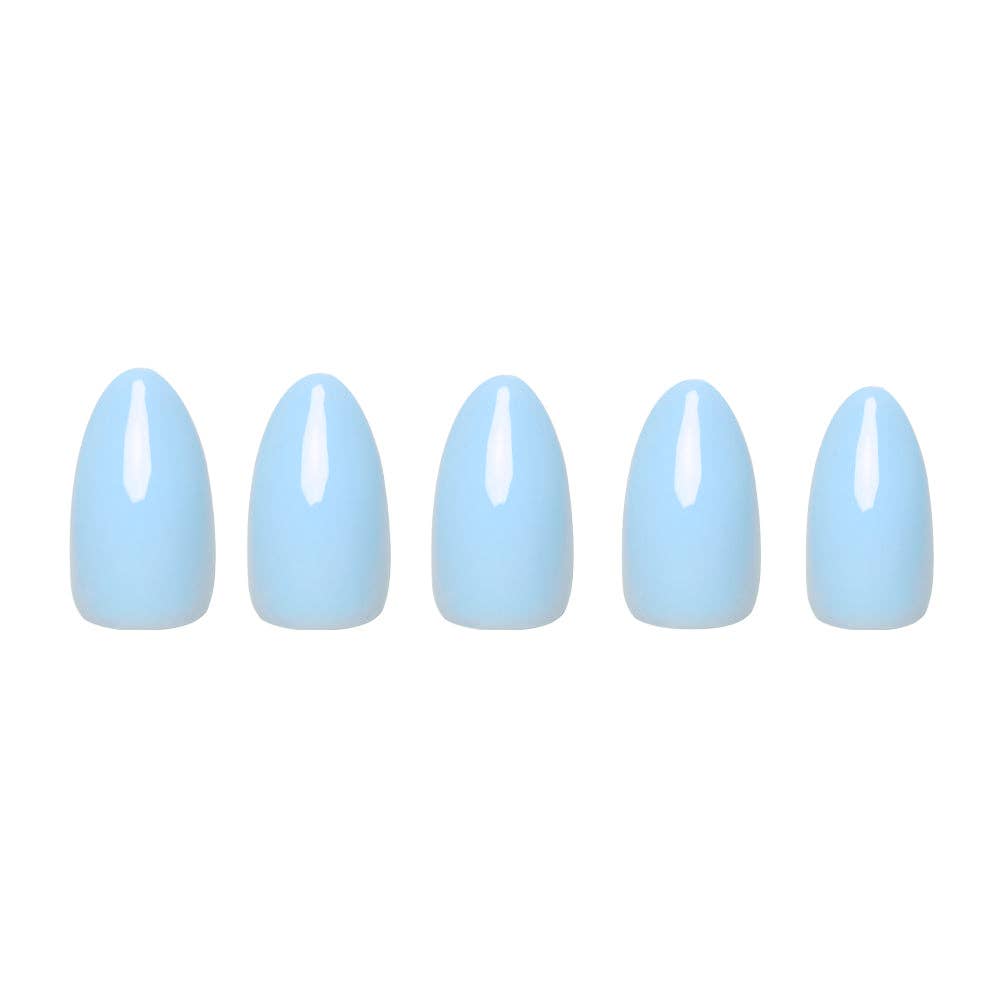 Soft Blue Press-On Nails | Short Almond Solid Nail-Glamnetic-The Twisted Chandelier