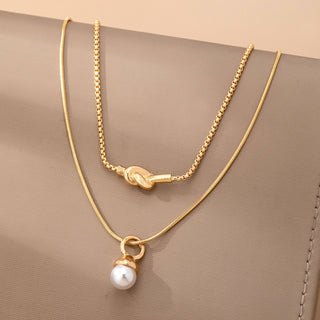 Layer Knot & Acorn Pendant Duo Drop Necklace-JOSSLYN by wall to wall-80N92865-The Twisted Chandelier