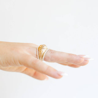 Lexi Beaded Band in Silver-Ring-Beaded Blondes-The Twisted Chandelier