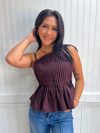 Cleo Solid Pleated Cami Top