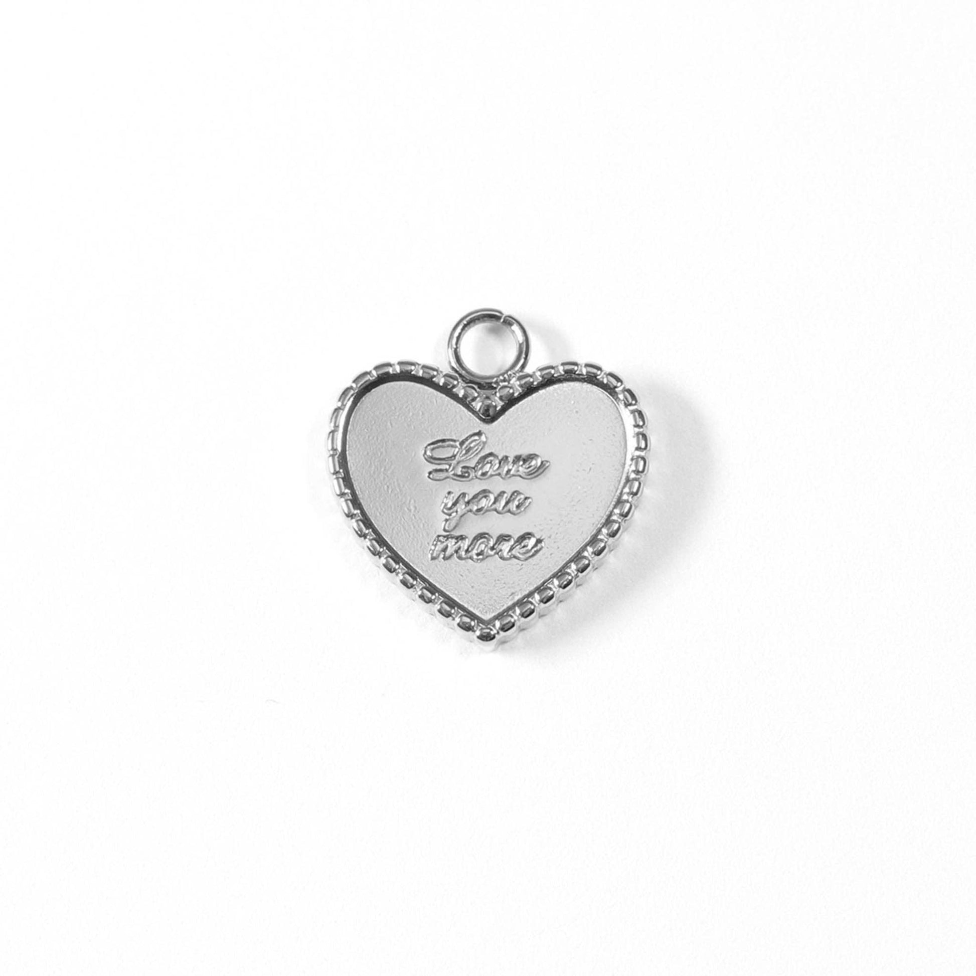 18K Gold PVD Stainless Steel "Love You More" Heart Charm / PDL0055-WJW-Stainless-The Twisted Chandelier