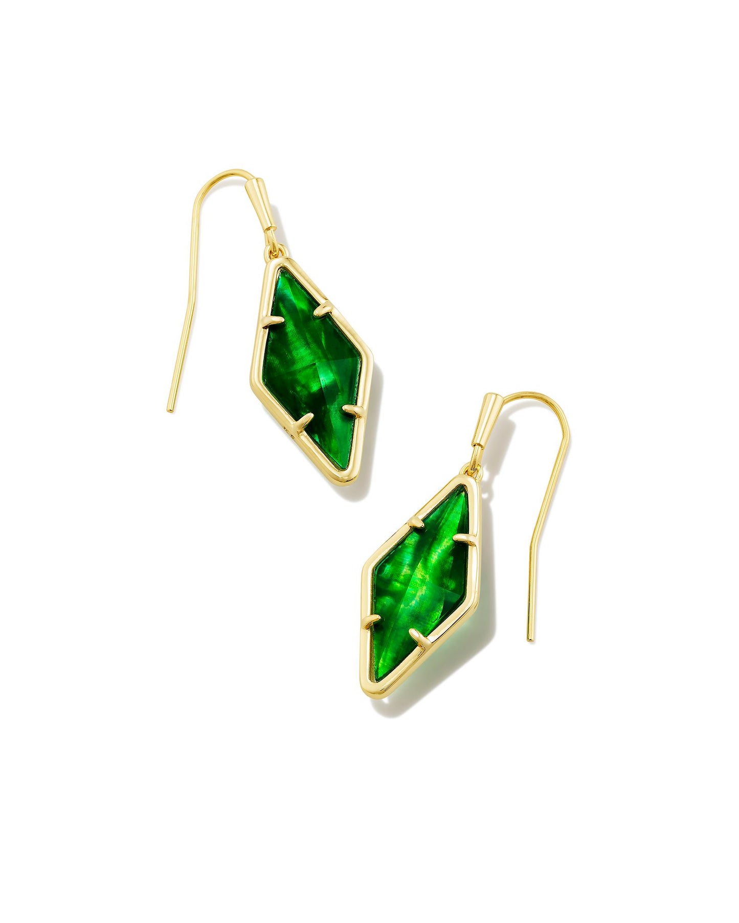 Kendra Scott Kinsley Drop Earrings Gold Kelly Green Illusion-Earrings-Kendra Scott-E00248GLD, wholesale exclusive-The Twisted Chandelier