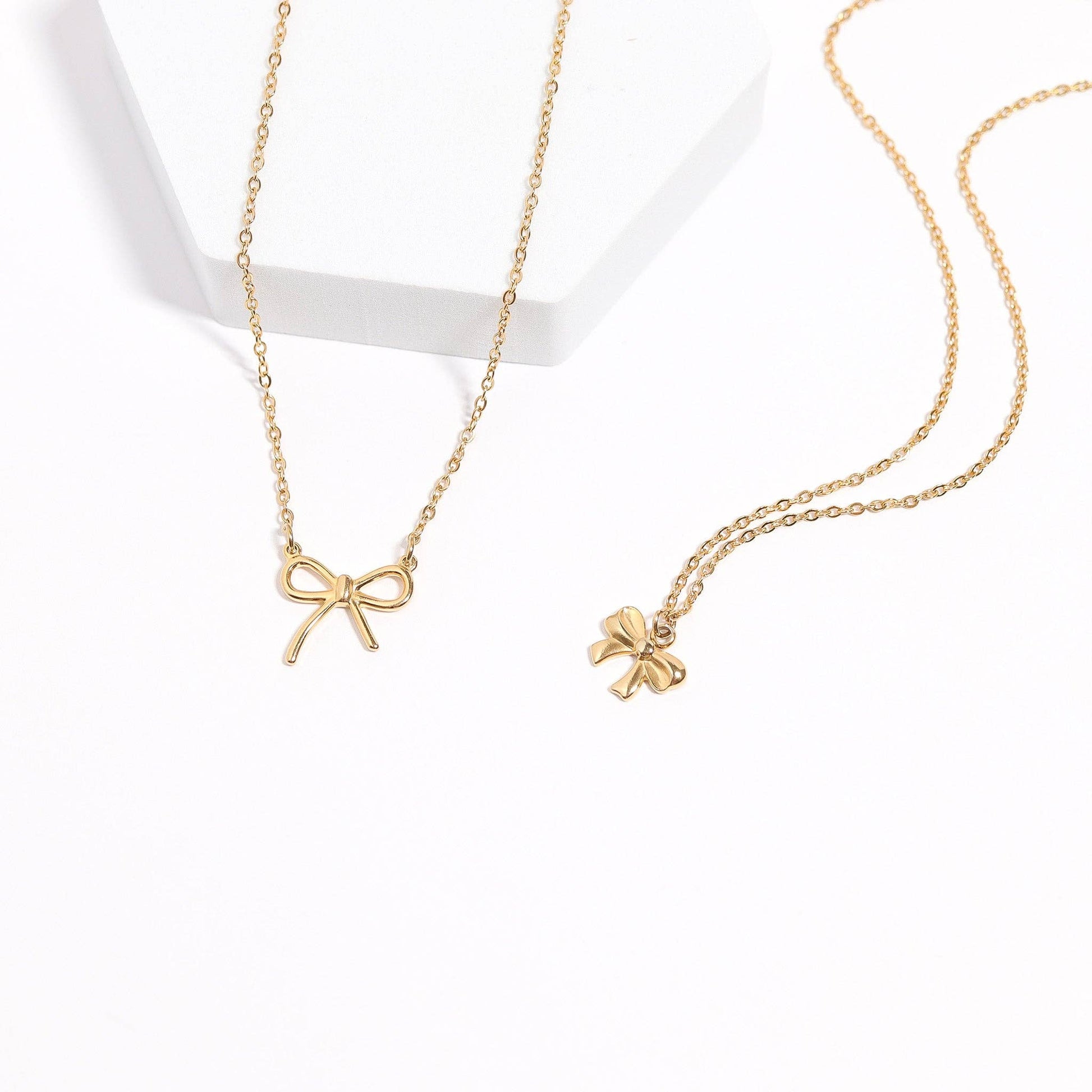 18K Gold PVD Stainless Steel Ribbon Bow Charm-WJW-The Twisted Chandelier