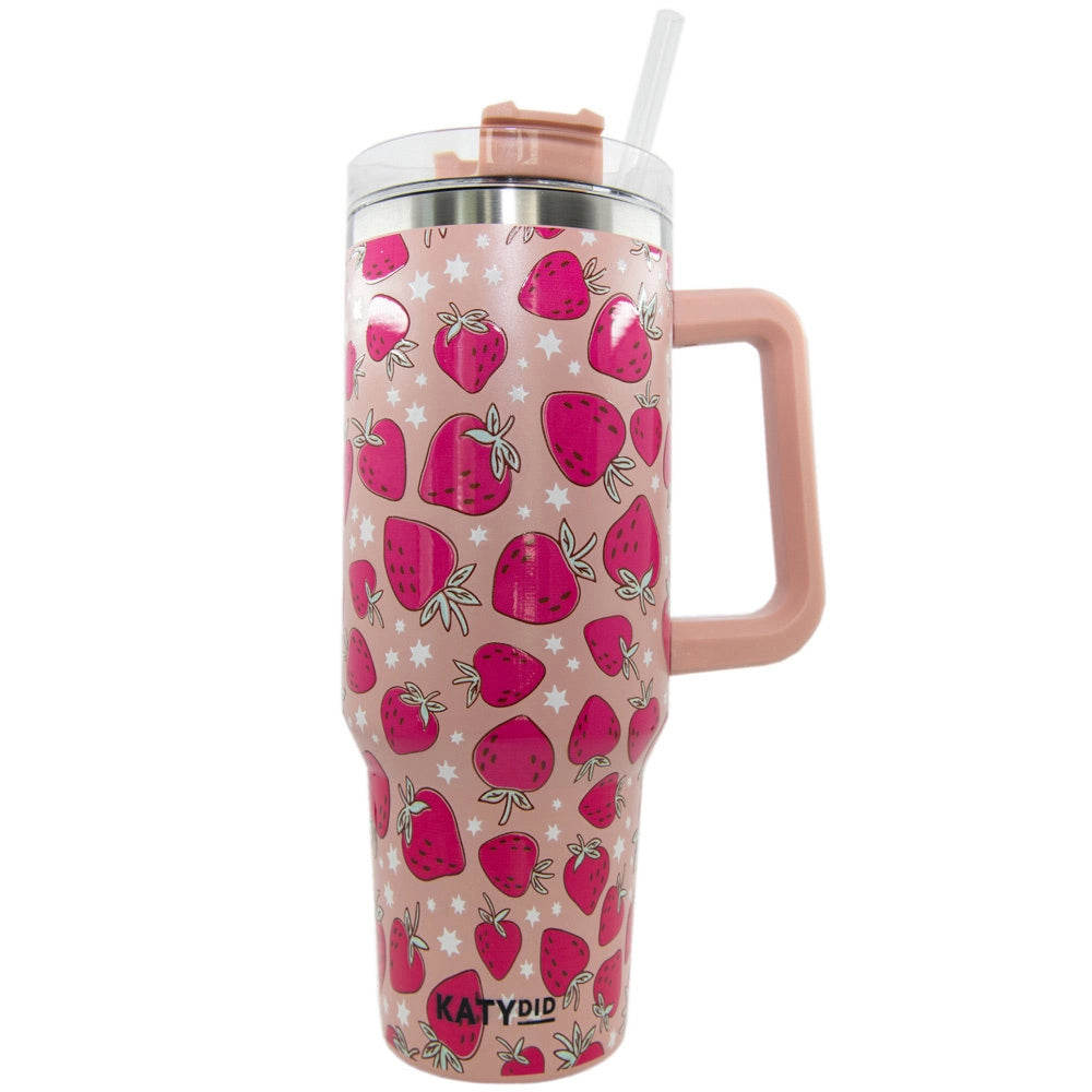 Strawberries Printed Coffee Tumbler-Tumbler-KATYDID-KDC-TUMB-06_PCH-The Twisted Chandelier