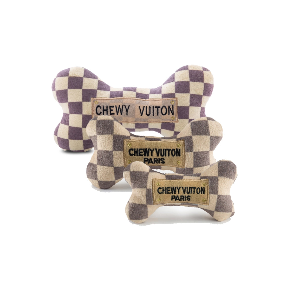 Haute Diggity Dog Checker Chewy Vuiton Bones Squeaker Dog Toy-The Twisted Chandelier--The Twisted Chandelier