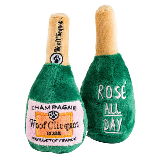 Woof Clicquot Rose' Champagne Bottle Squeaker Dog Toy-dog toy-haute diggity dog-hdd-044-The Twisted Chandelier