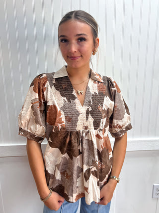 Cecily Floral Short Puff Sleeve Top