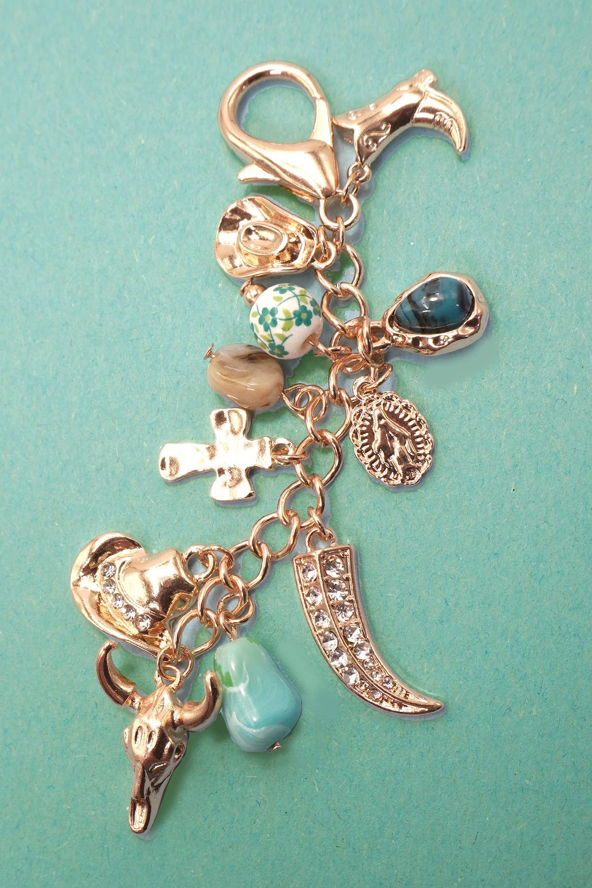 Western Porcelain Cross Boot Cowboy Hat Bag Charm-JOSSLYN by wall to wall-80K010-The Twisted Chandelier