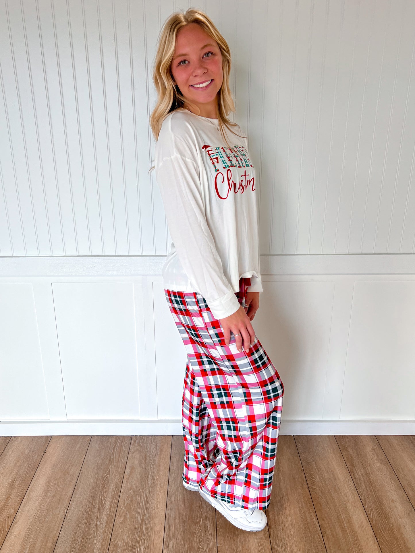 Merry Christmas Pajamas Plaid Two Piece Lounge Set-fashionworks-Christmas tote ct1,FD 12/03/24-The Twisted Chandelier