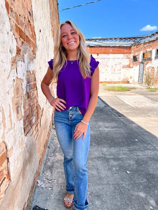 Avery Ruffle Cap Sleeve Blouse-BLOUSE TOP-Timing-CR 09/11/24, Tops Collection-The Twisted Chandelier