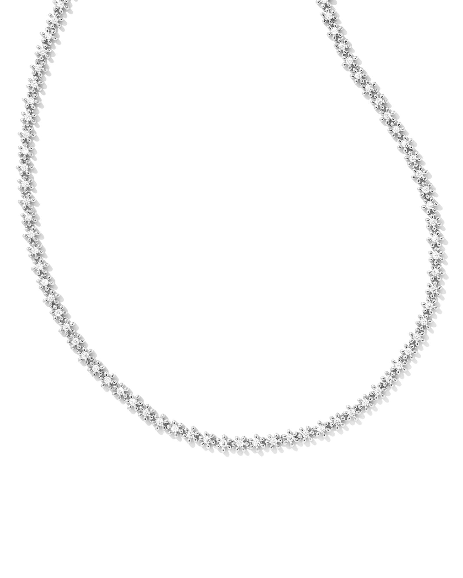 Kendra Scott Nydia Strand Necklace Silver White Crystal-Necklaces-Kendra Scott-FD 07/05/34, N00597RHD-The Twisted Chandelier