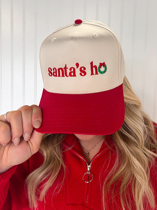 Santa's Ho Embroidered Trucker Hat-LC Elizabeth-The Twisted Chandelier