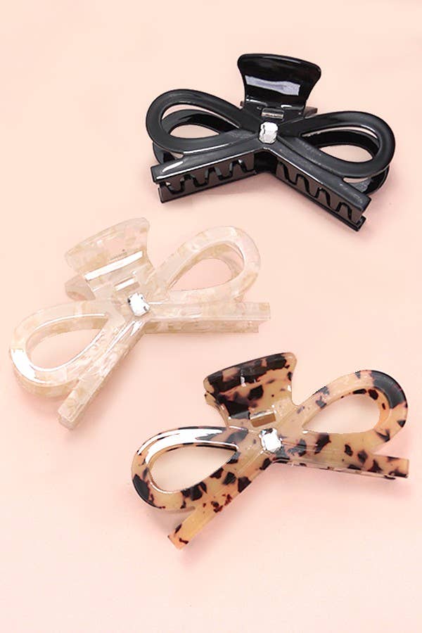 Large Cute Bow Ribbon Rhinestone Hair Claw Clips-JOSSLYN by wall to wall-40H810-The Twisted Chandelier