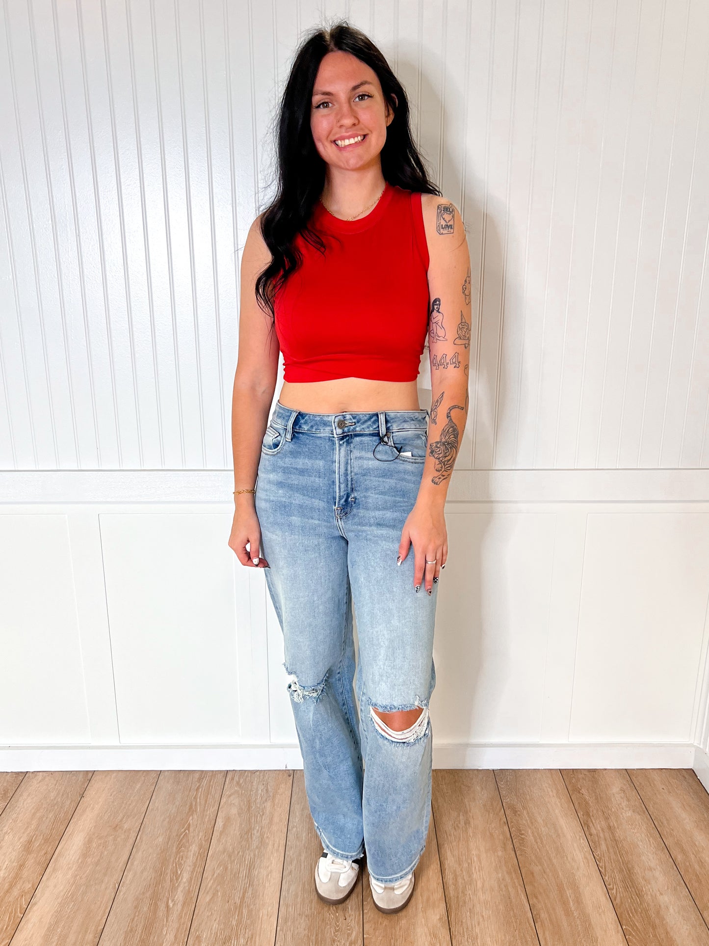 Ella Venice Crossover Active Top - Red-top-Mono B-08/28/25,Bin d2,FD 05/07/24,OGP 26.99,Tops Collection-The Twisted Chandelier