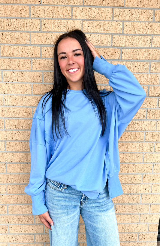 Skyla Oversized Slit Detailed Sweatshirt-Sewn and Seen-Bin a4,FD 09/30/25,Tops Collection-The Twisted Chandelier