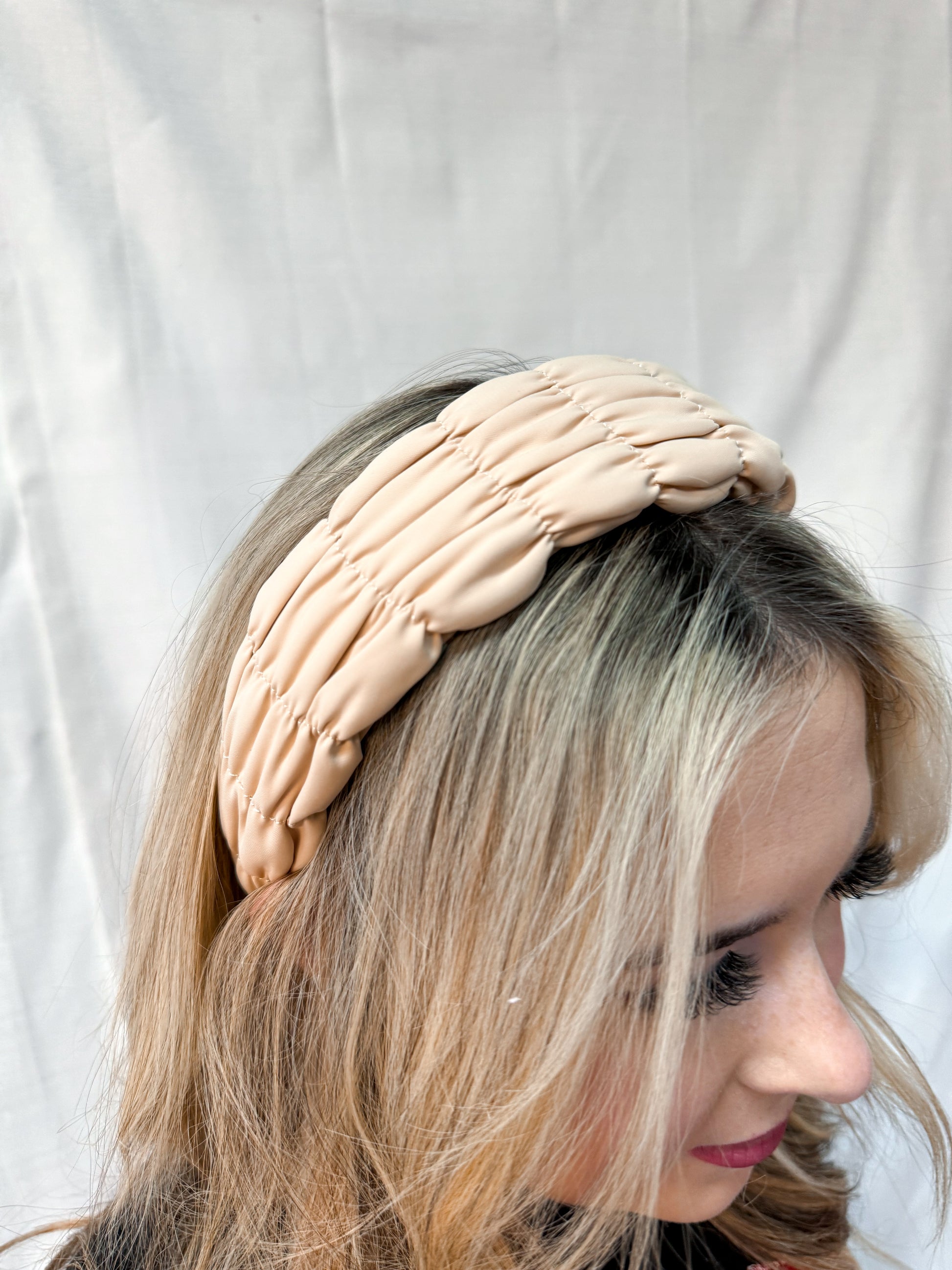 Puffer Headband - Tan-Headband-Avenue T-31512-The Twisted Chandelier