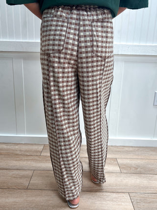 Nola Soft Brushed Check Barrel Fit Utility Knit Pants